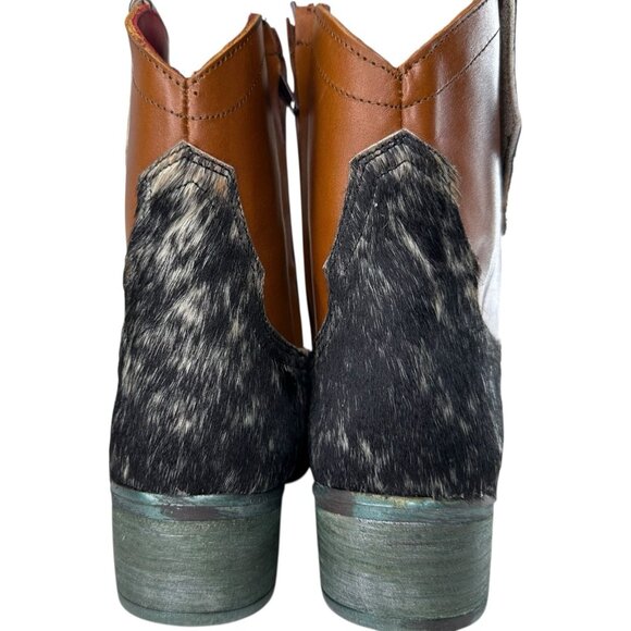 Alcala's Johnny Women Black Brown Cow Hair-On-Hide Leather Cowboy Boot Size 6.5 - Picture 5 of 14